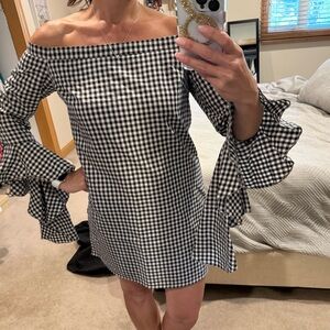 MLM gingham Off-Shoulder Sheath Dress